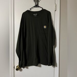 Carhartt Green Loose Fit Heavyweight Long-Sleeve Pocket Tee XL
